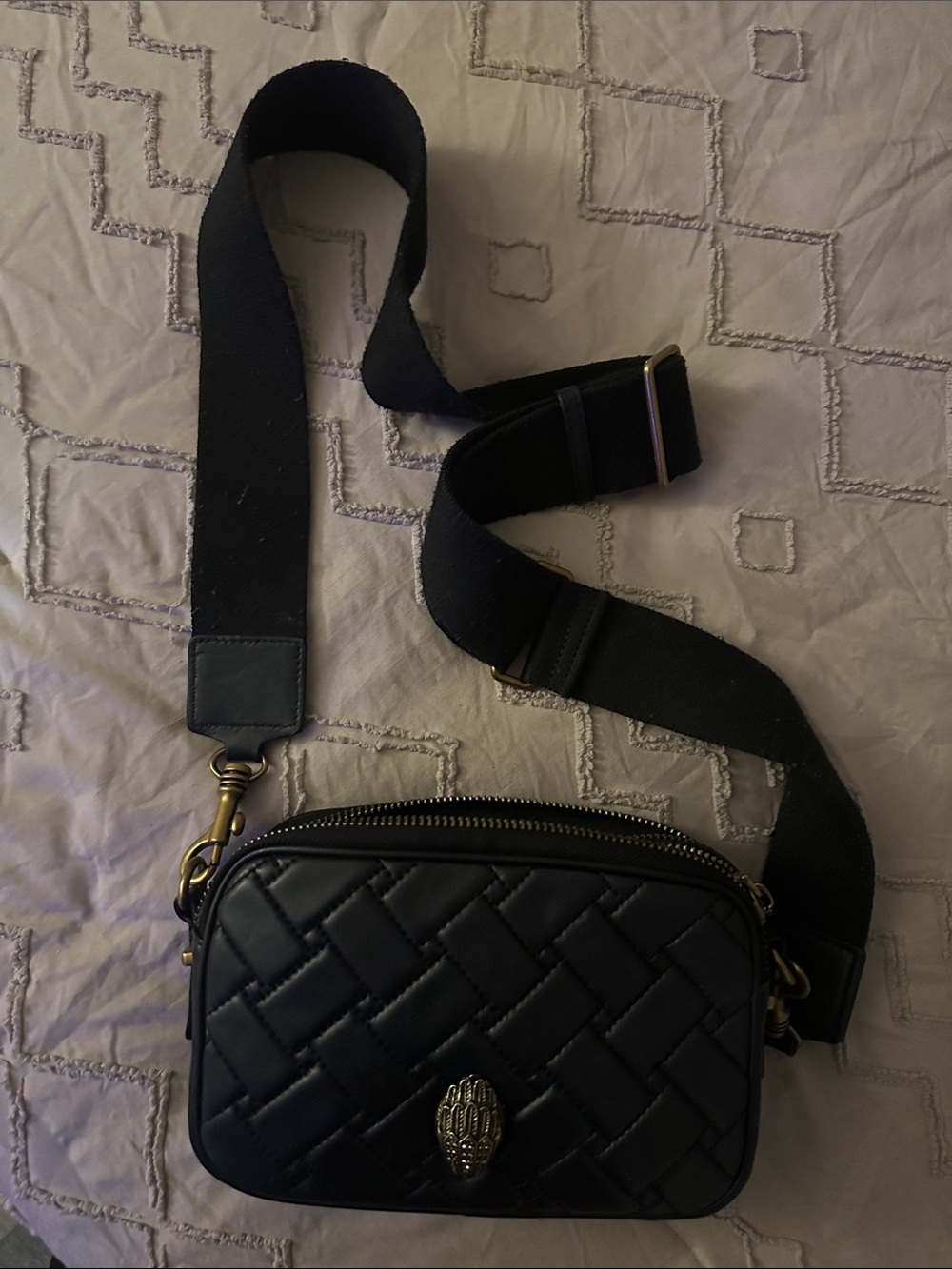 Black Quilted Crossbody Camera Bag  KurtGeiger
